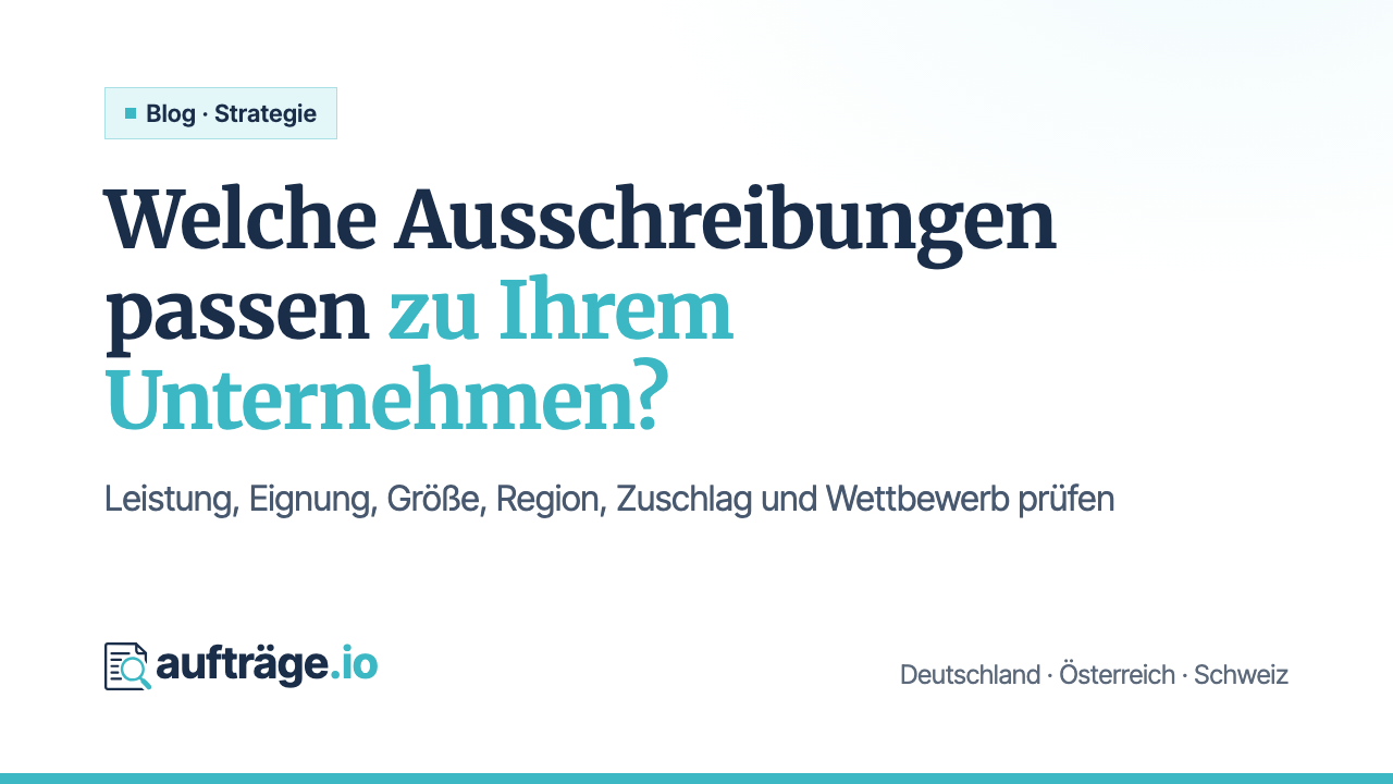 Welche Ausschreibungen passen zu meinem Unternehmen? Passung in sechs Prüfungen